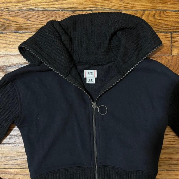 Black BDG Zip up Ribbed Sweater - Picture 2 of 5